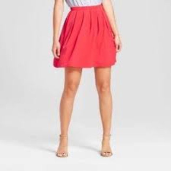 ISANI FOR TARGET Coral Pink/ Orange Open Pleat A Line Mini Skirt XSmall NWT - Picture 2 of 8